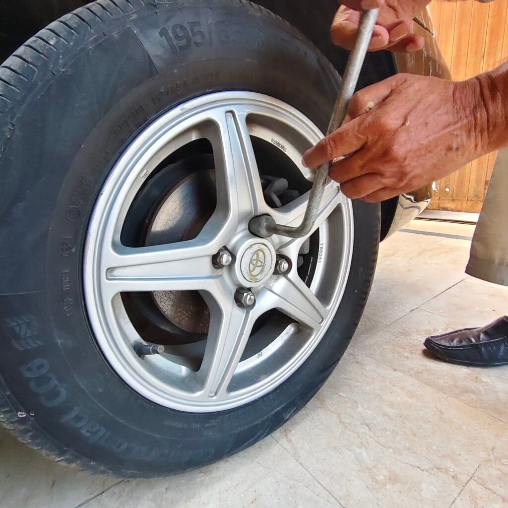 Loosening lug nuts