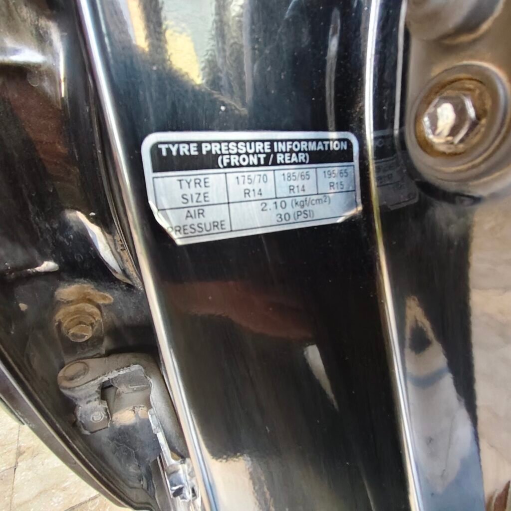 Tire Pressure Information Sheet