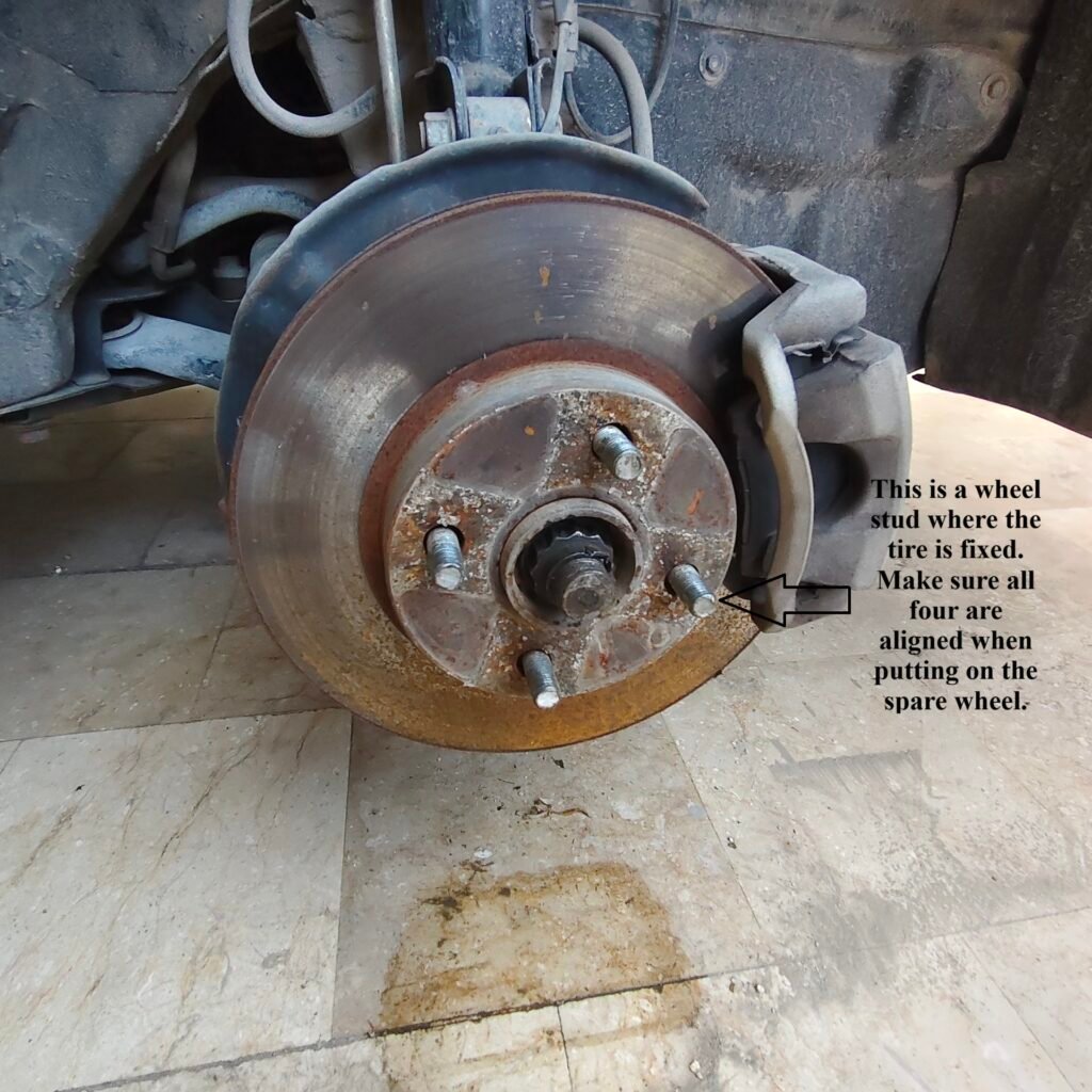 Wheel Hub showing wheel studs